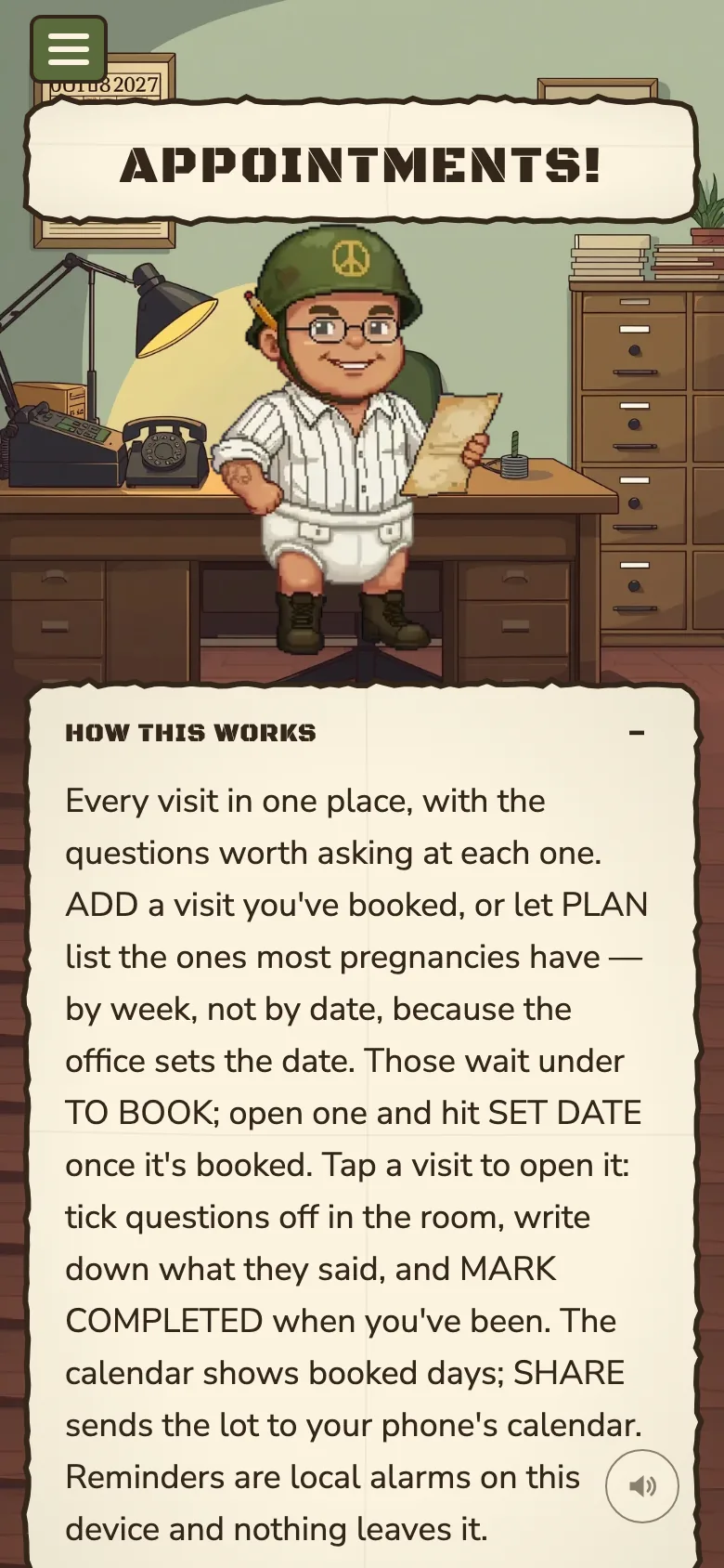 Appointments: the office scene, with visits and the questions to ask at each